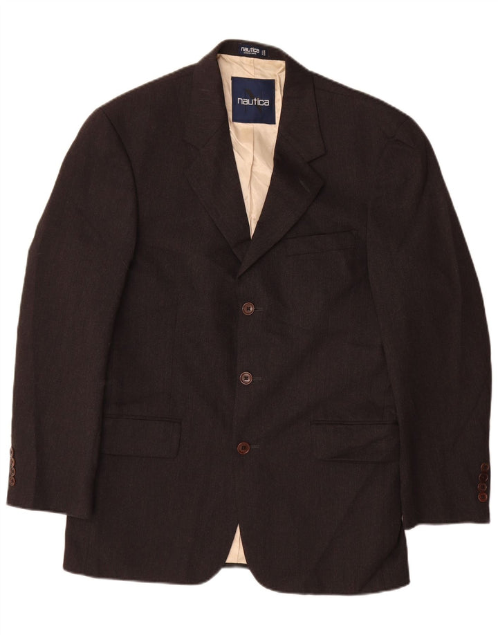NAUTICA Herre 3-knaps blazerjakke UK 38 Mellemgrå uld