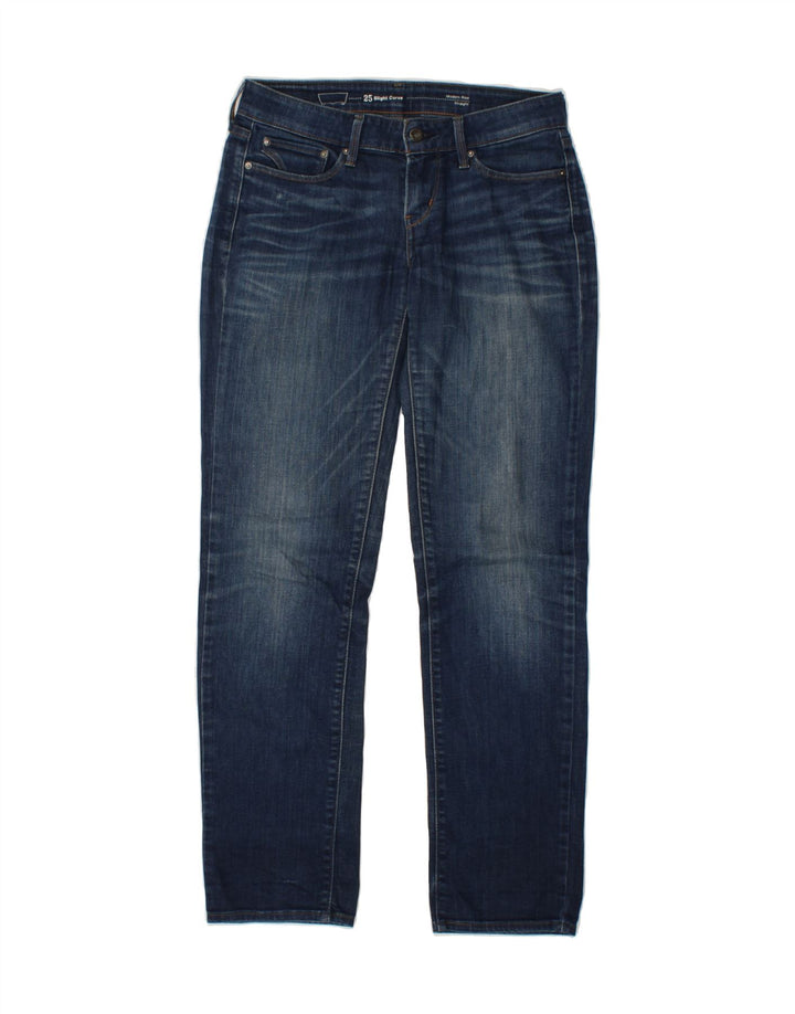 LEVI'S Womens Slight Curve Modern Rise Straight Jeans W25 L30 Navy Blue Vintage Levi's and Second-Hand Levi's from Messina Hembry 
