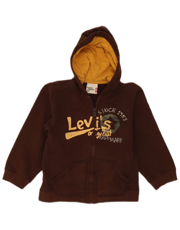 Levi's Boys grafisk hættetrøje med lynlås 5-6 år brun bomuld