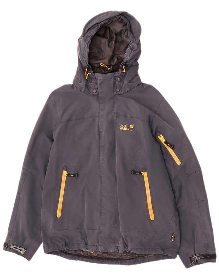 Jack Wolfskin Regnjakke med hætte til mænd UK 40/42 Stor marineblå polyamid