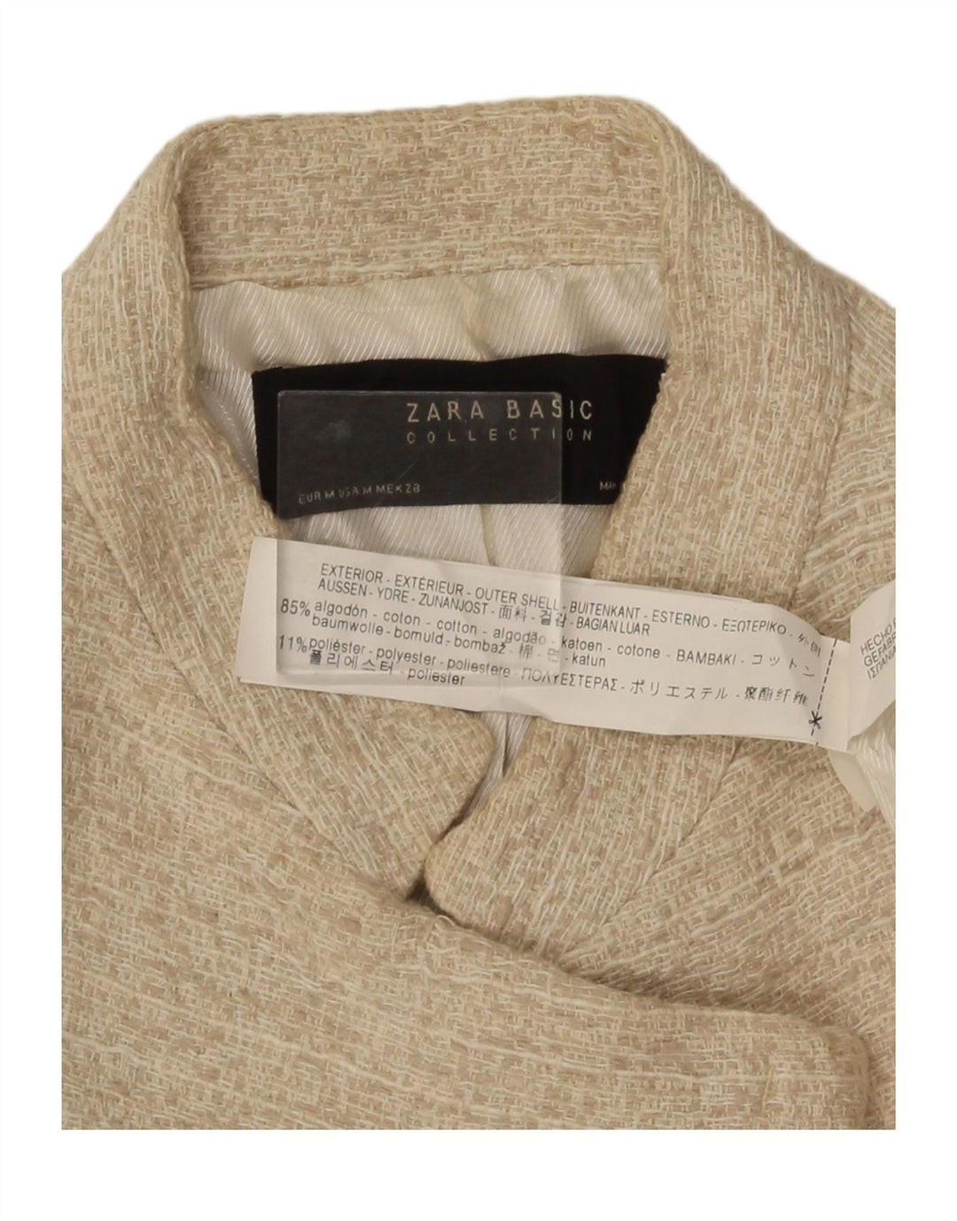 Zara Womens Open Blazer Jacket UK 12 Medium Beige Flecked Bomuld