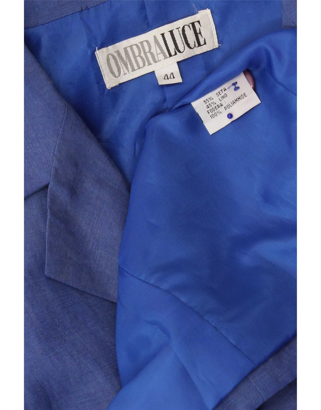 Ombraluce Dame 3-knaps blazerjakke IT 44 Medium Blue Silke