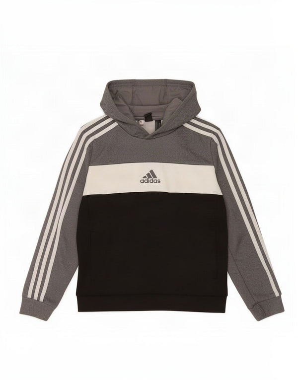 Adidas Boys Hoodie Jumper 11-12 år Grå Colourblock Polyester