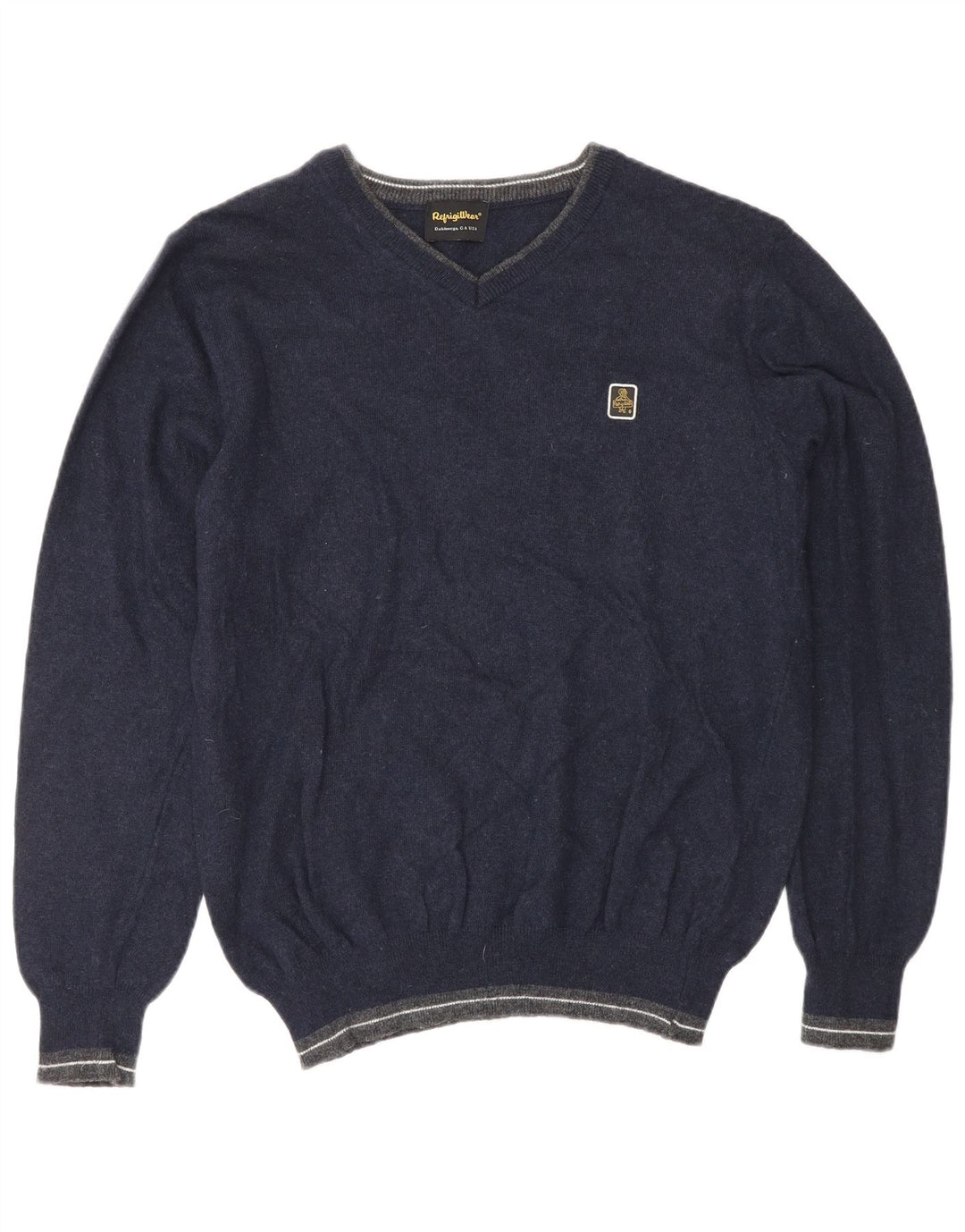 REFRIGIWEAR Dame V-hals sweater UK 16 Stor marineblå uld