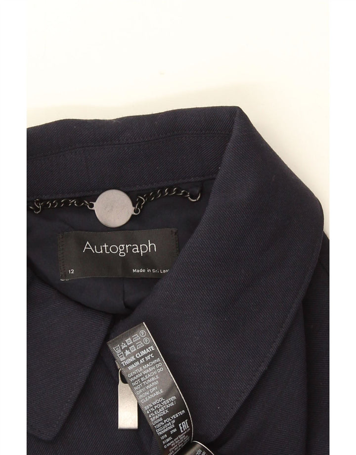 MARKS & SPENCER Dame Autograph Bomber Jacket UK 12 Medium Navy Blue Wool