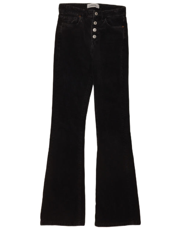 Zara Dame Flare Corduroy Bukser EU 34 2XS W24 L31 Sort