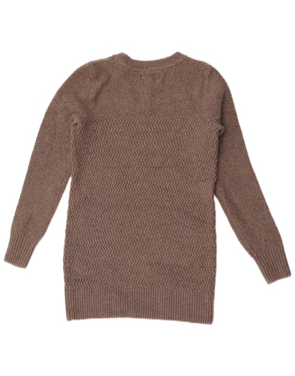 Fat Face Dame Longline Boat Neck Jumper Sweater UK 6 XS Grå Polyester