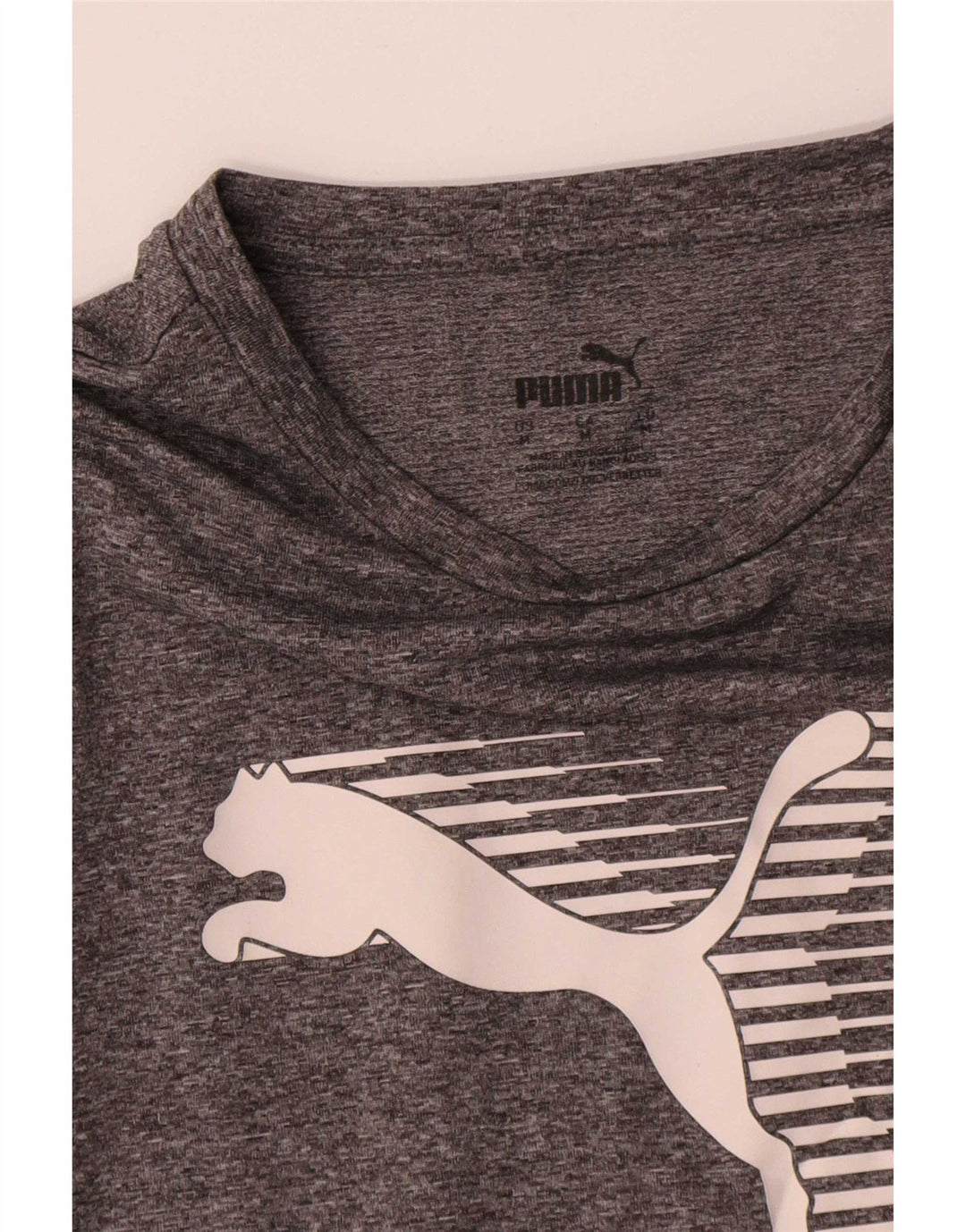 Puma Grafisk T-Shirt Top UK 14 Medium Grey Flecked Polyester