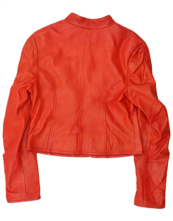 VINTAGE Womens Crop læder racerjakke IT 42 Medium rødt læder