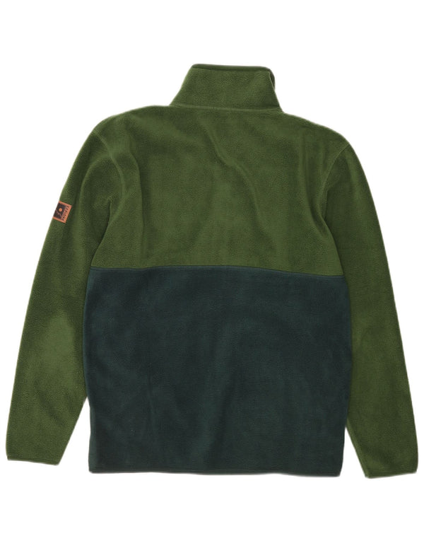 Vintage fleecetrøje med lynlås til mænd mellem grøn Colourblock Polyester