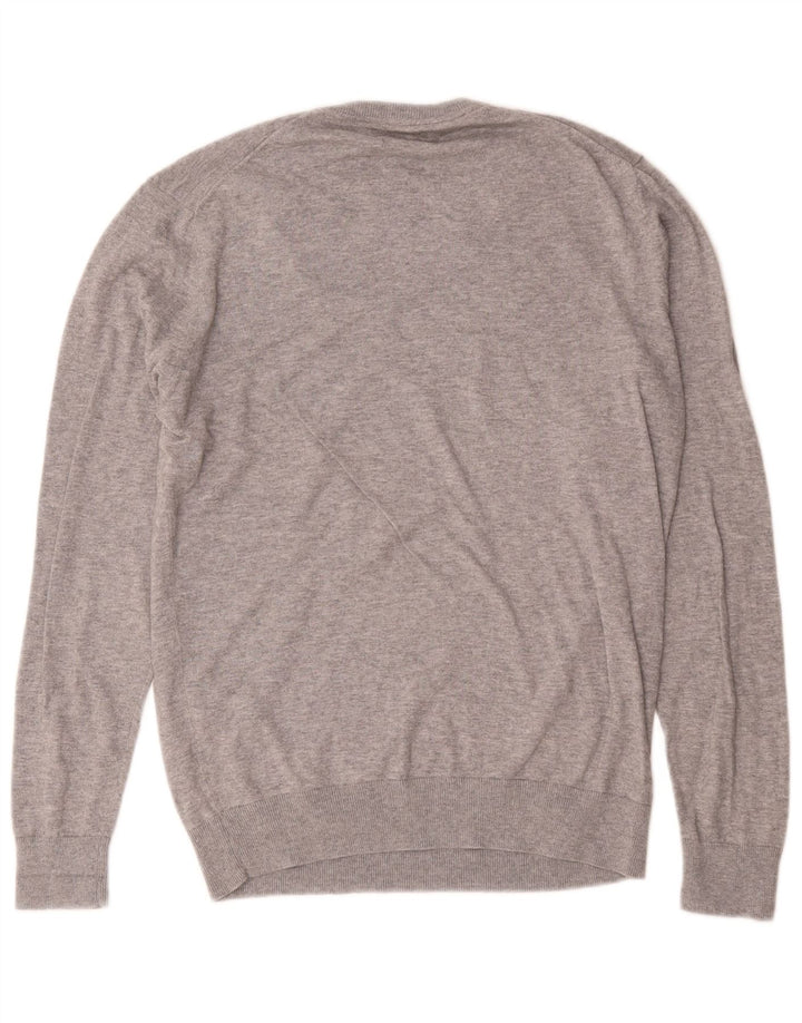 Zara Herre V-hals trøje Sweater Stor Grå Flecked Bomuld