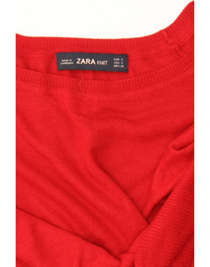 Zara Dame Oversized Boat Neck Jumper Sweater UK 10 Small Red