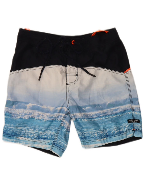 Superdry Herre grafiske almindelige svømmeshorts Små blå polyester