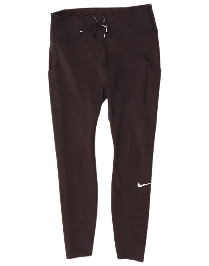 Nike Dame Dri Fit Leggings UK 14 Large Black Polyester