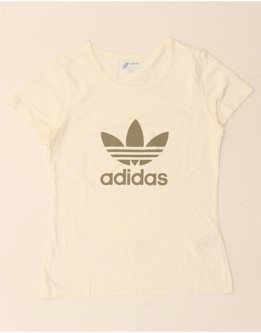 ADIDAS Grafisk T-shirt top til kvinder IT 42 Medium hvid bomuld
