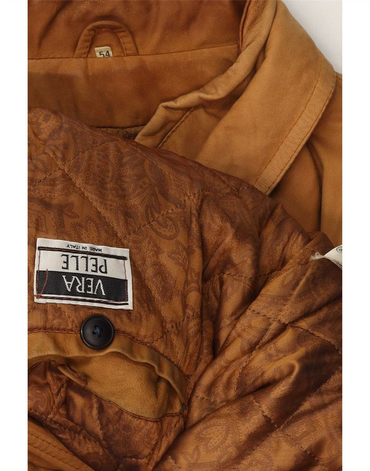 Vintage herre læderjakke IT 54 2XL Beige