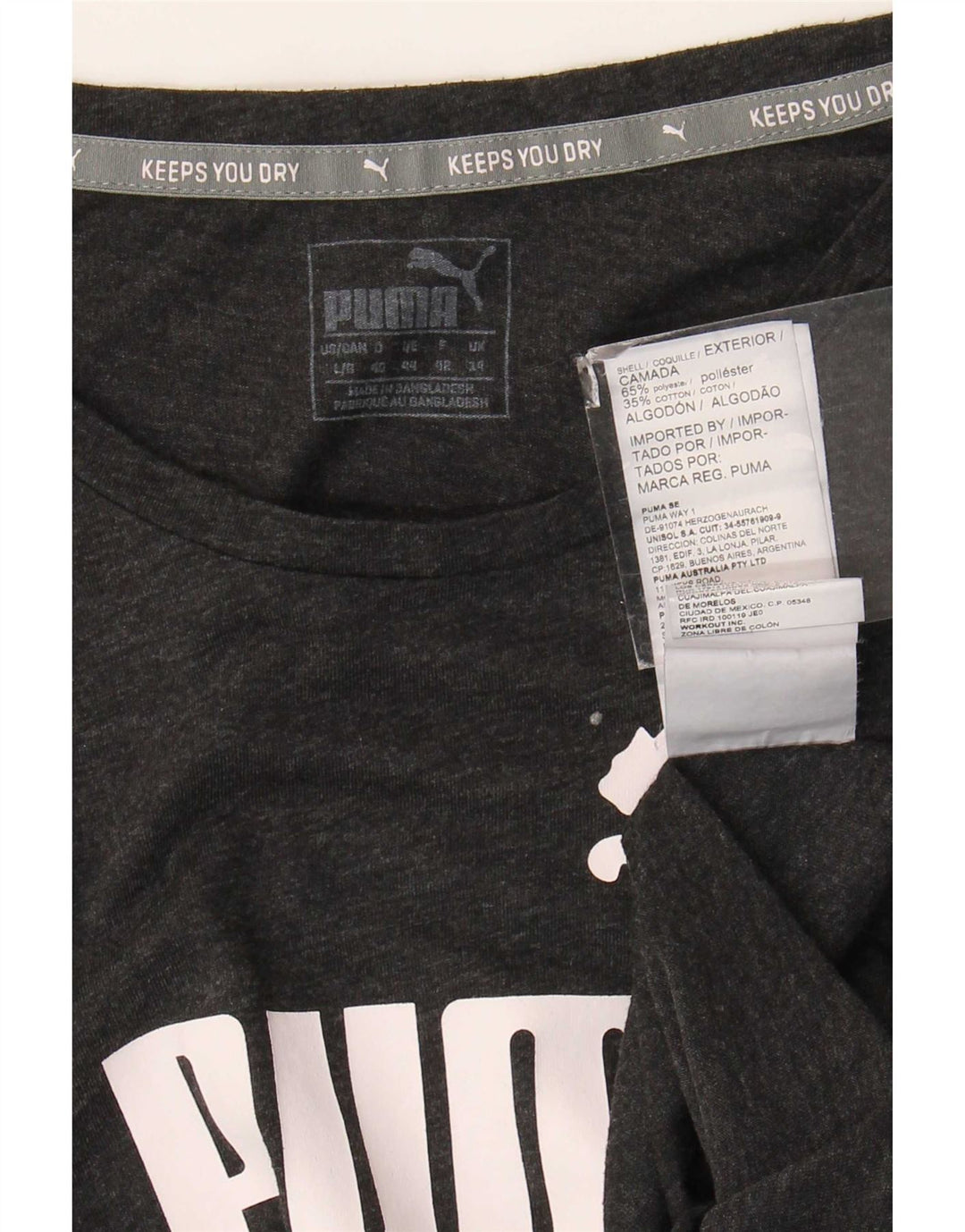 Puma Grafisk T-Shirt Top UK 14 Medium Grå Polyester