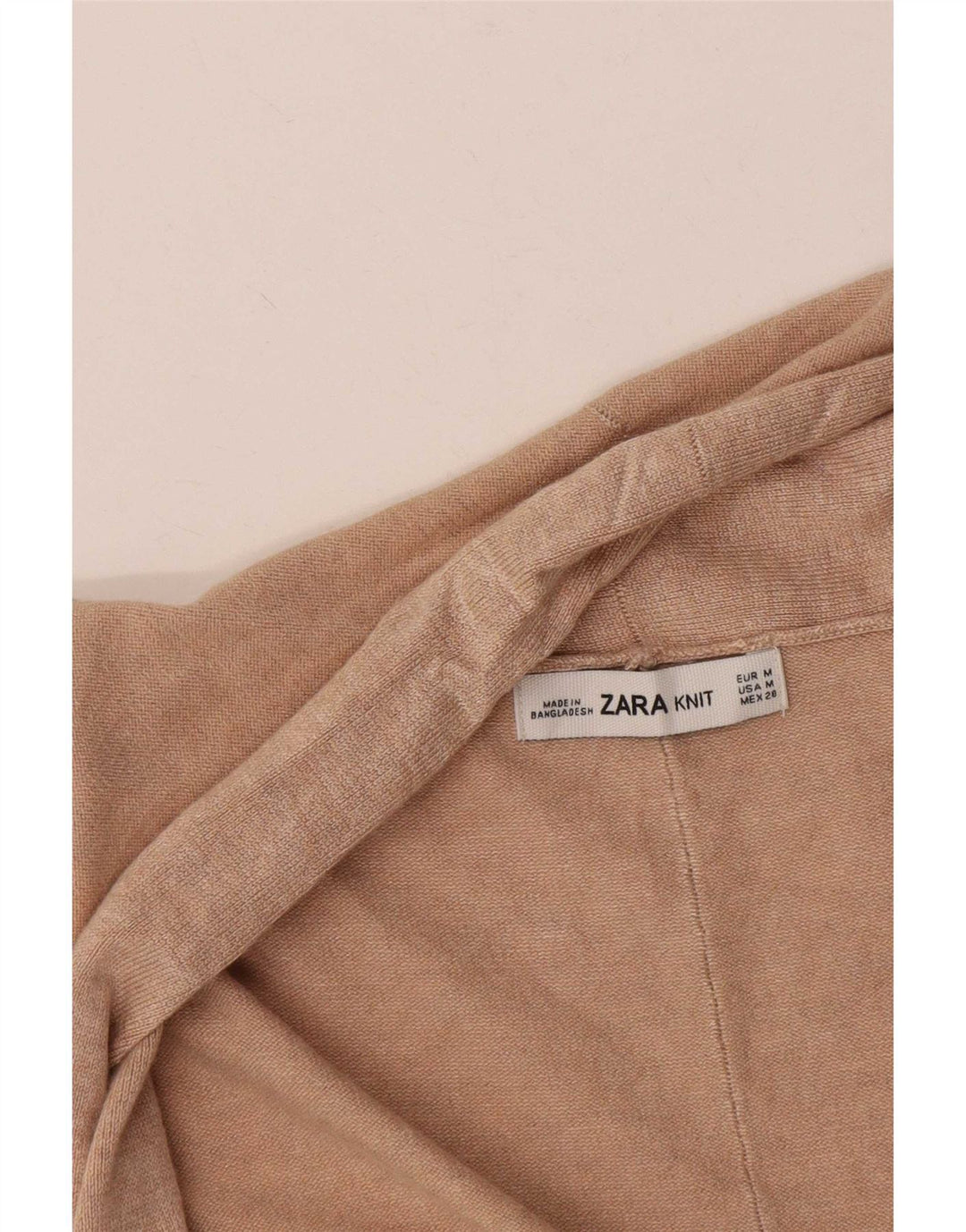 Zara Womens Longline Open Cardigan Sweater UK 14 Medium Beige