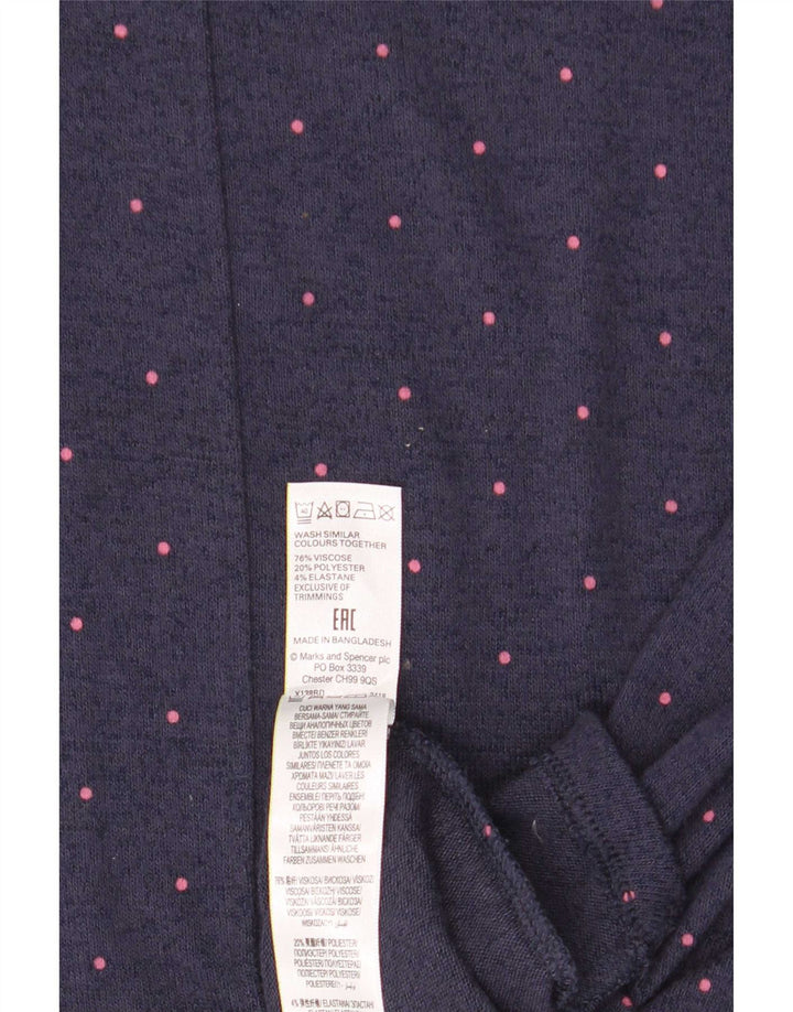 Marks & Spencer Dame Top Langærmet UK 14 Large Navy Blue Spotted