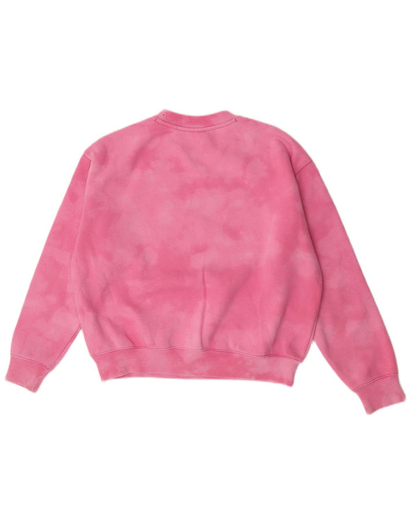 Champion Dame Sweatshirt Jumper UK 14 Medium Pink Tie Dye Bomuld