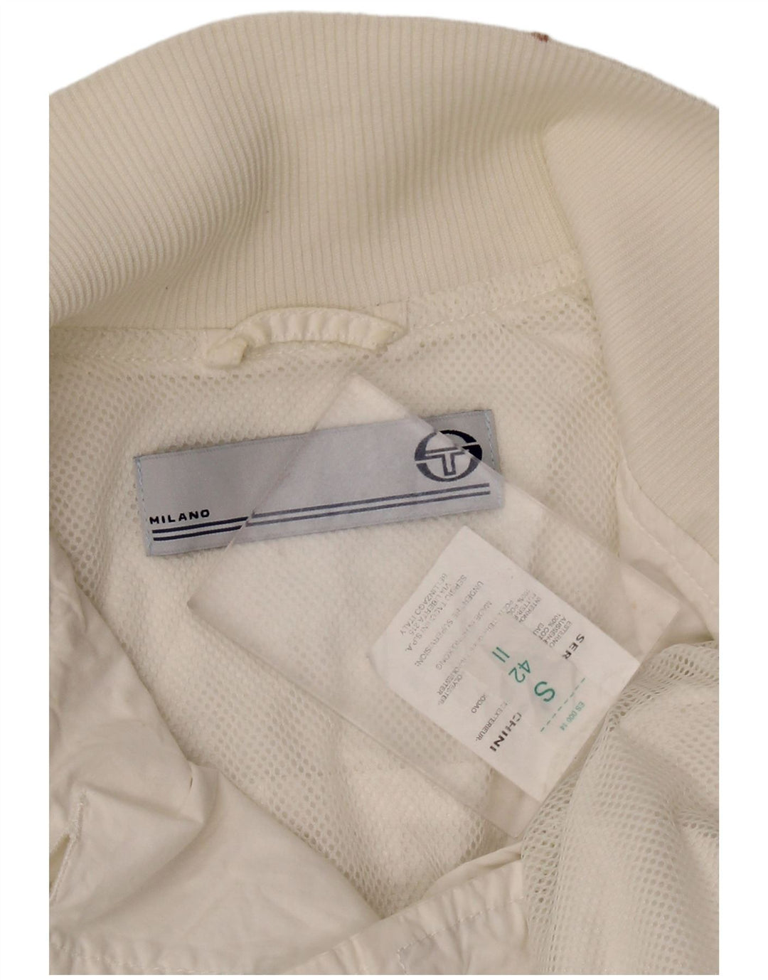 Sergio Tacchini Womens Crop Bomber Jacket UK 10 Small White Polyester