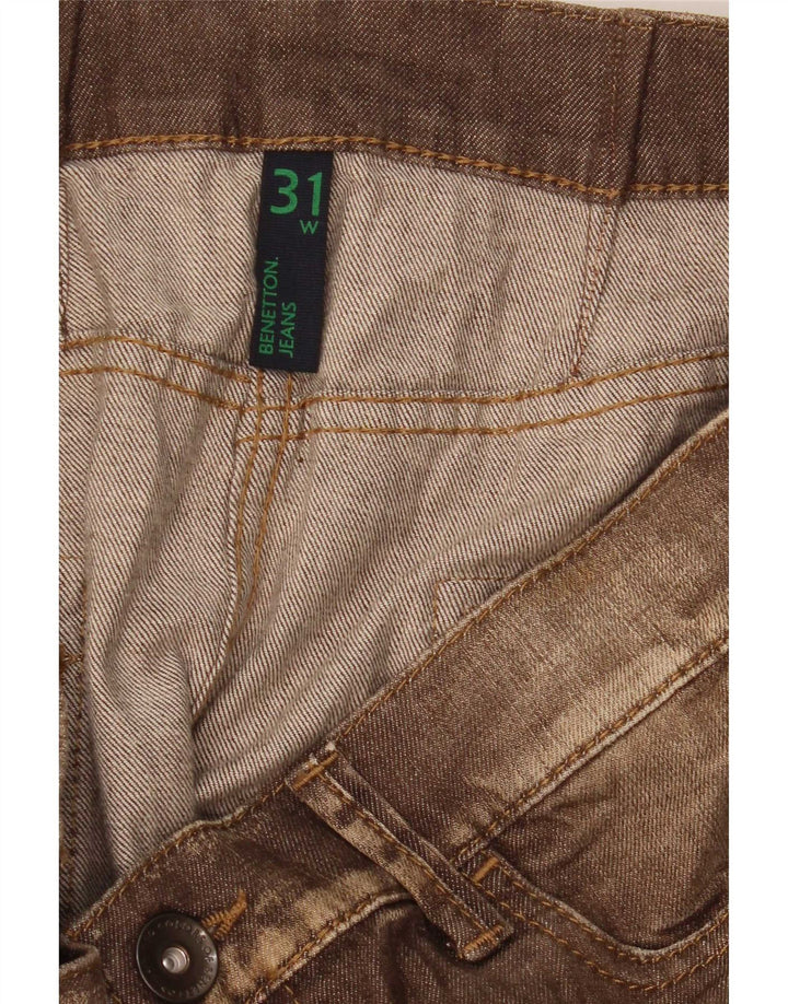Benetton Dame Lavtalje Mini Denim Nederdel W31 Medium Brun