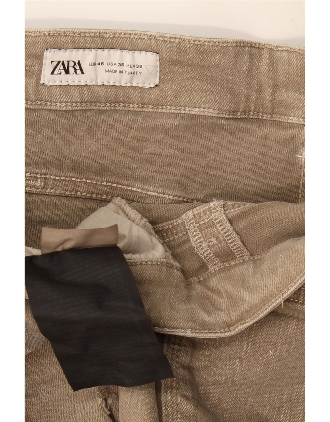 ZARA Distressed Denim Shorts til mænd EU 46 XL W36 Khaki