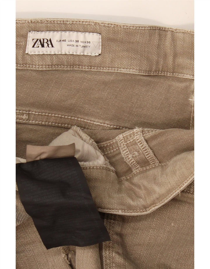 ZARA Distressed Denim Shorts til mænd EU 46 XL W36 Khaki