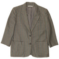 Vintage Dame 2-knaps blazerjakke IT 46 Large Grå Houndstooth Uld