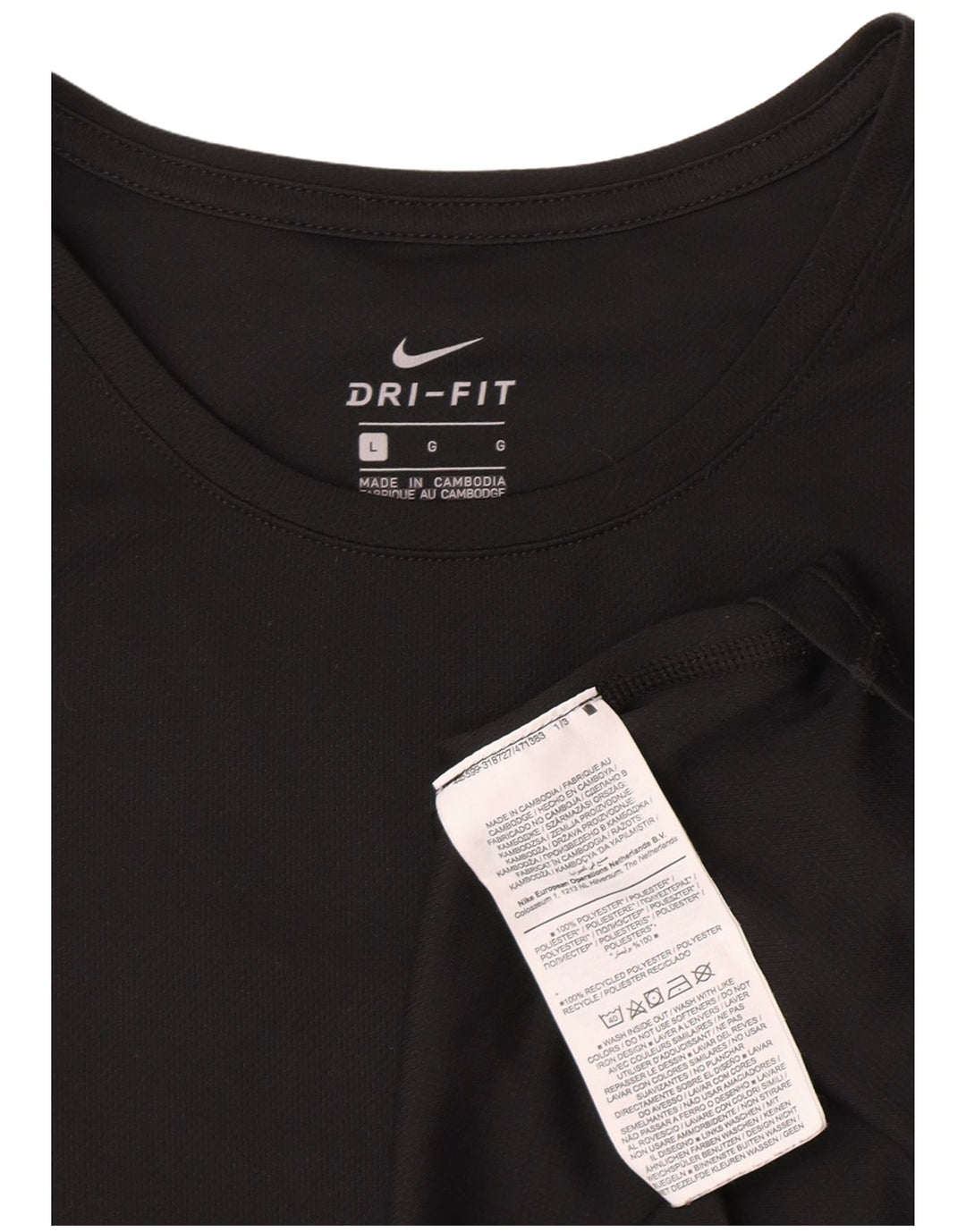 Nike Dame Dri Fit Grafisk T-Shirt Top UK 16 Stor Sort Polyester