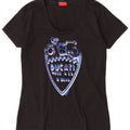 Ducati Dame Grafisk T-Shirt Top UK 12 Medium Sort Bomuld