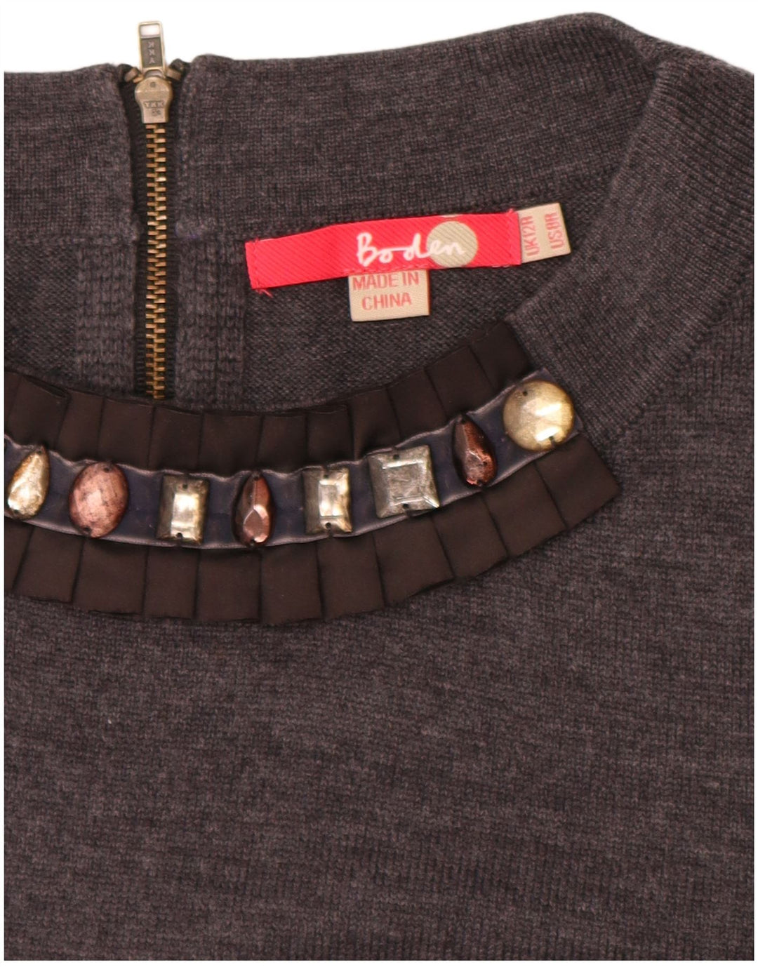 Boden Dame 3/4 ærmet Jumper Dress UK 12 Medium Grå
