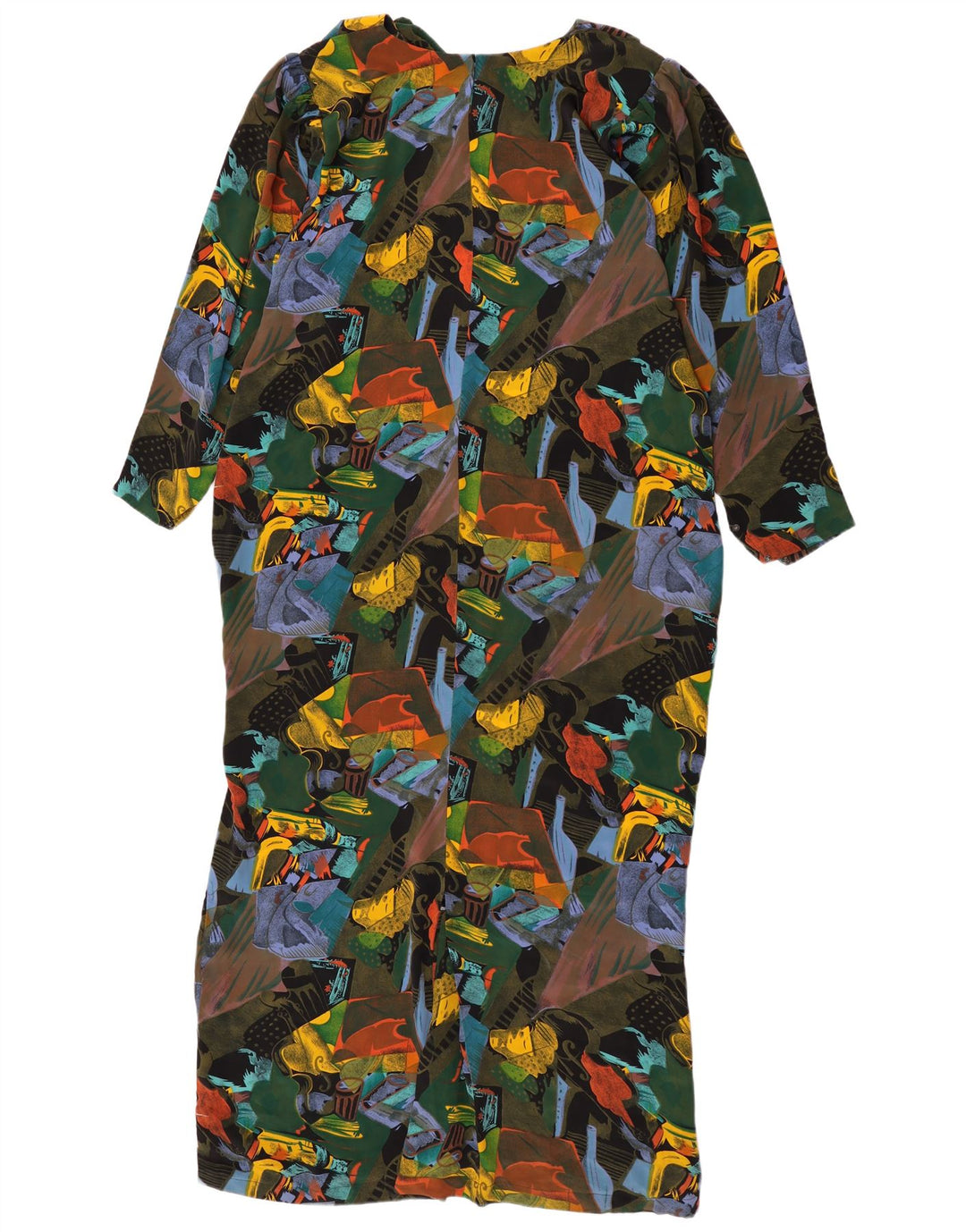 Vintage kvinders abstrakt mønster Maxi Dress UK 16 Large Multicolor