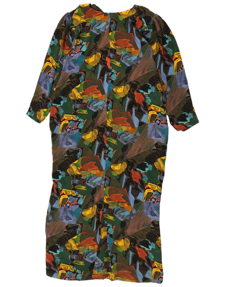 Vintage kvinders abstrakt mønster Maxi Dress UK 16 Large Multicolor