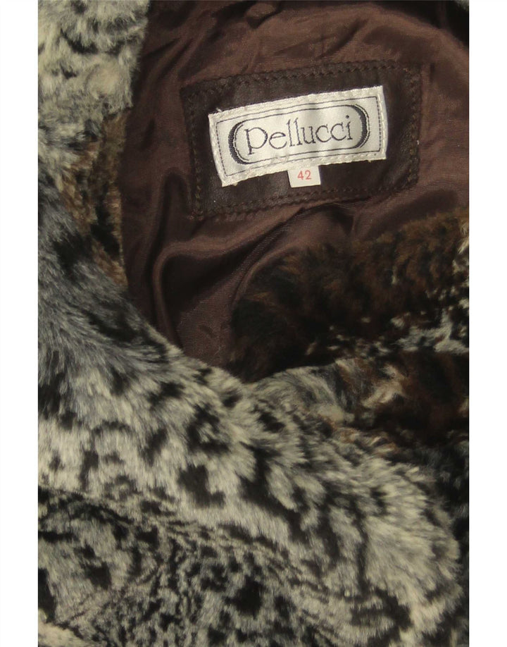 Vintage Dame Oversized Gilet EU 42 stort flerfarvet dyreprint
