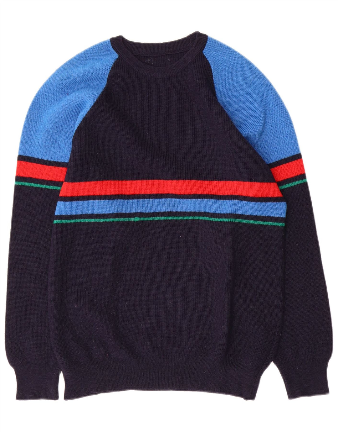Vintage sweater med rund hals til mænd Medium marineblå farveblok