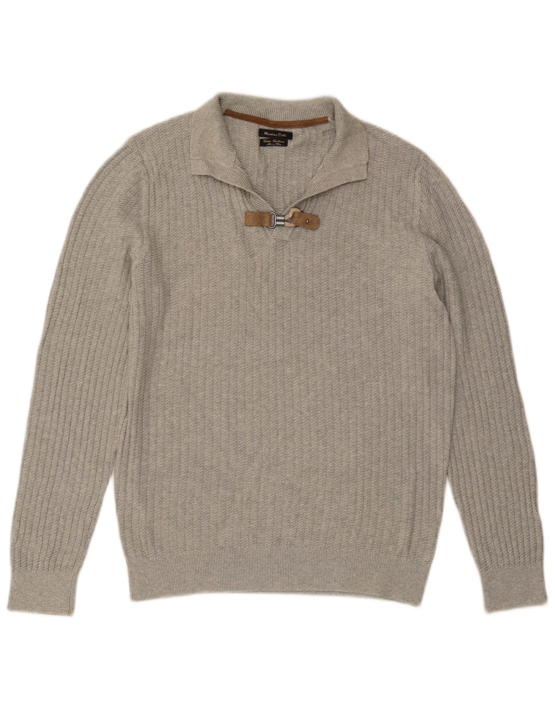 MASSIMO DUTTI Herre Polo Neck sweater Medium Grå Bomuld
