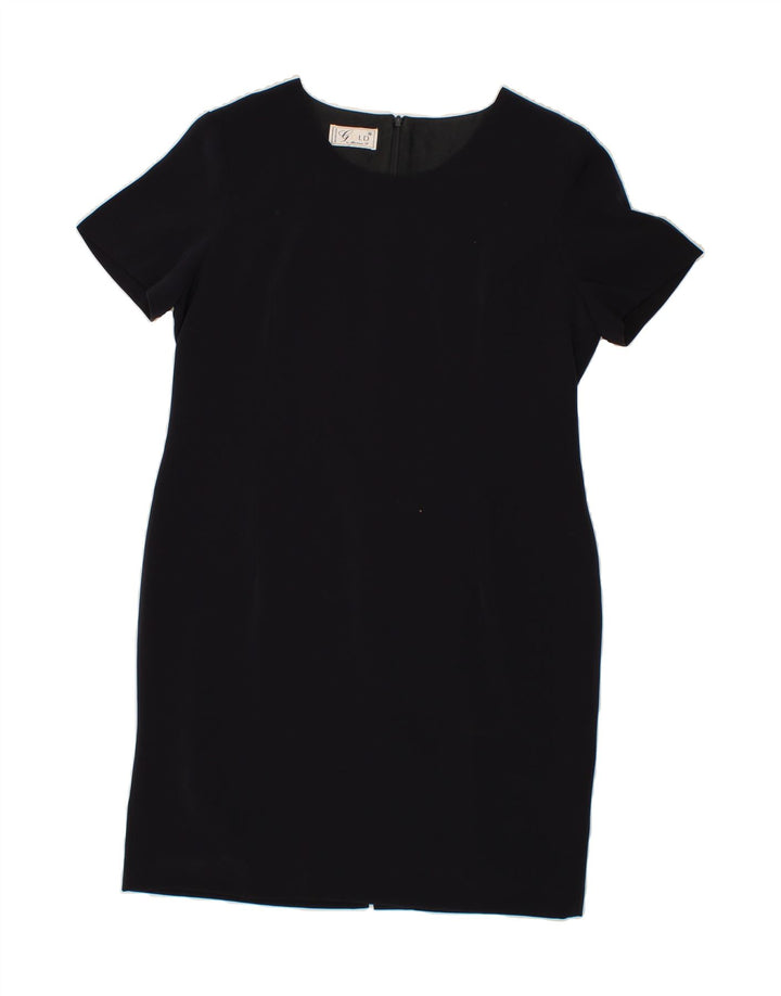 VINTAGE Womens Sheath Dress UK 16 Large  Navy Blue Polyester Vintage Vintage and Second-Hand Vintage from Messina Hembry 