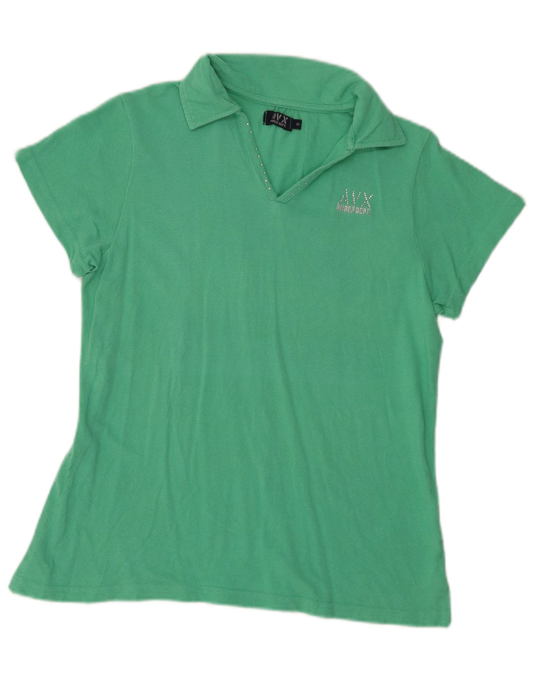 Avirex Dame Polo Shirt UK 12 Medium Green Bomuld