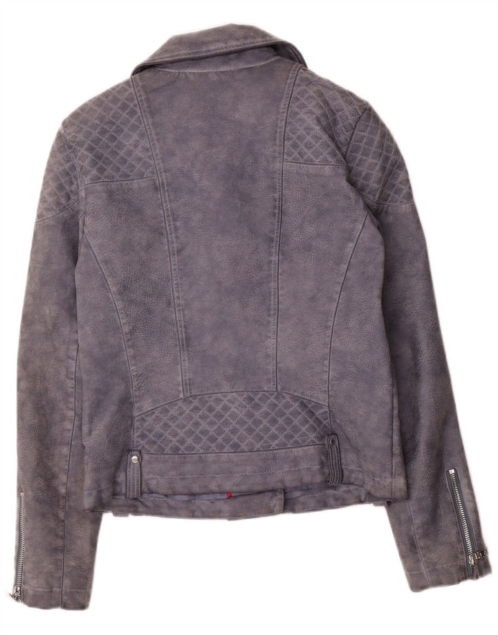 Tommy Hilfiger dame bikerjakke i imiteret læder UK 10 lille grå