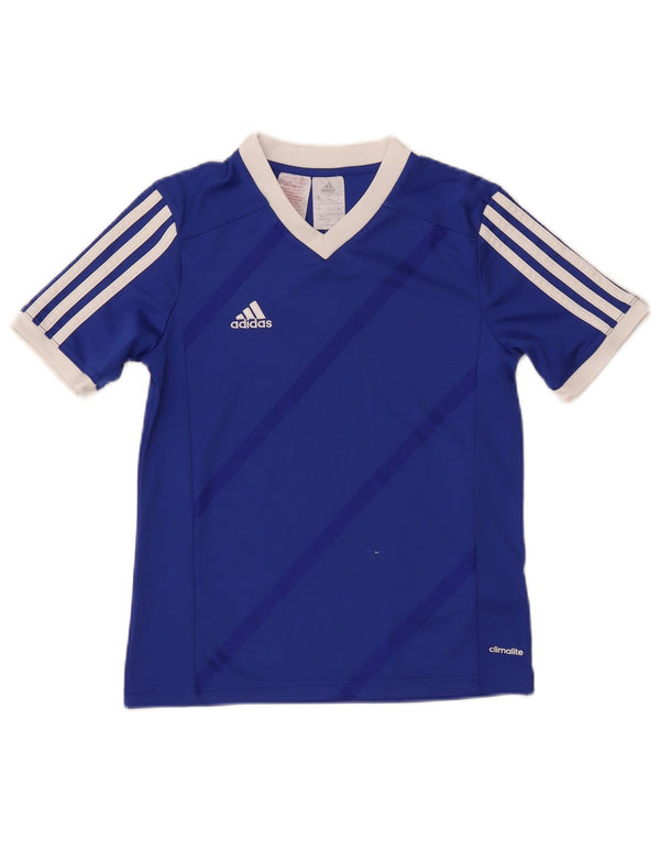 ADIDAS Boys Climalite T-Shirt Top 11-12 År Stor Blå Polyester