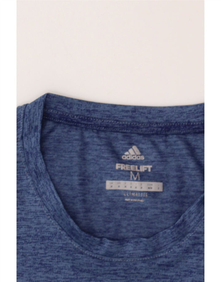 ADIDAS Mens T-Shirt Top Medium Navy Blue Flecked Polyester Vintage Adidas and Second-Hand Adidas from Messina Hembry 
