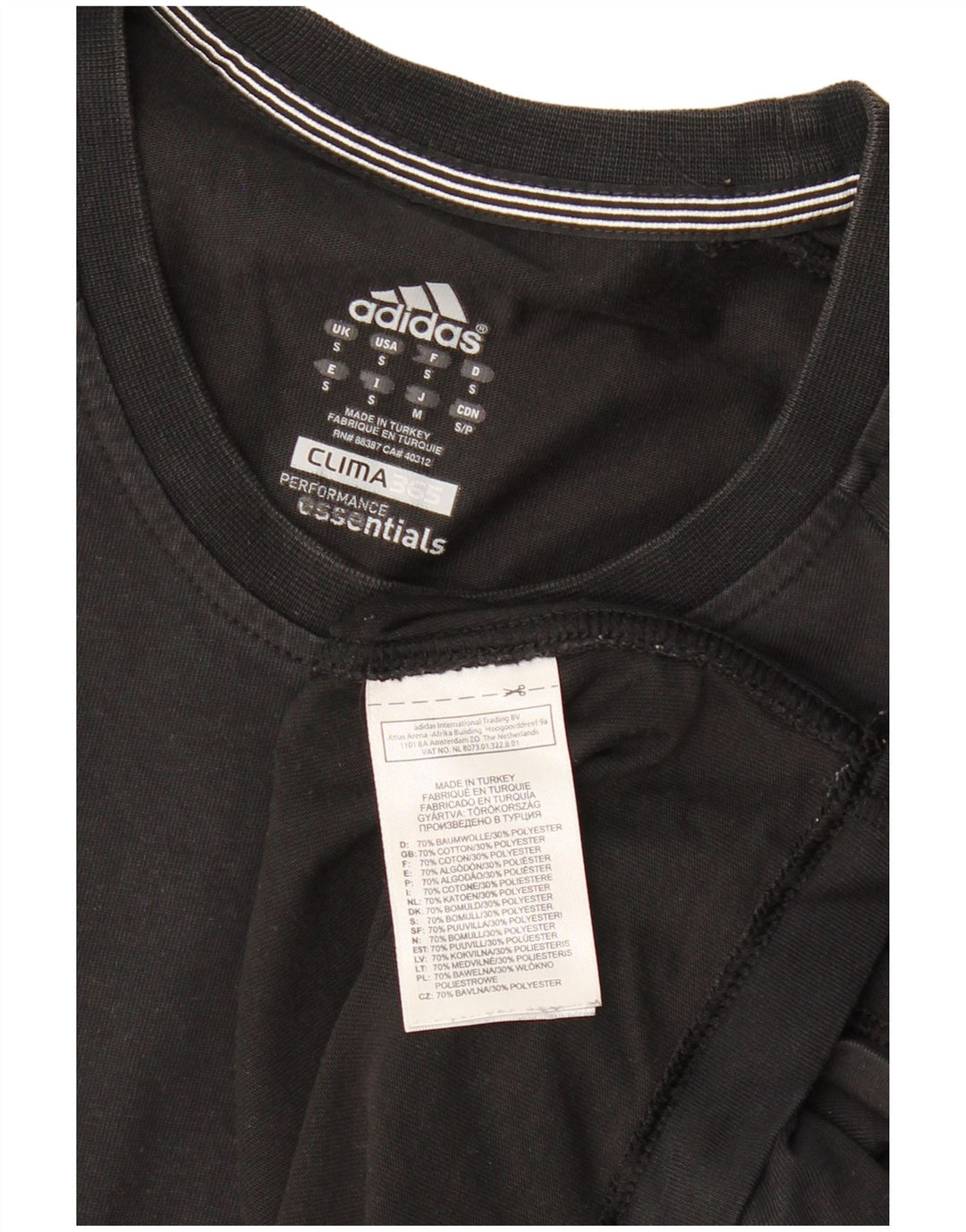 ADIDAS Herre Clima 365 T-Shirt Top Lille sort bomuld