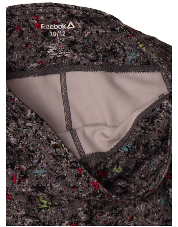 Reebok Girls Leggings 10-11 år Large Grey Floral Polyester