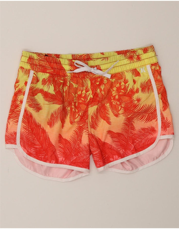 Hurley Womens Sports Shorts UK 10 Small Orange Floral Polyester