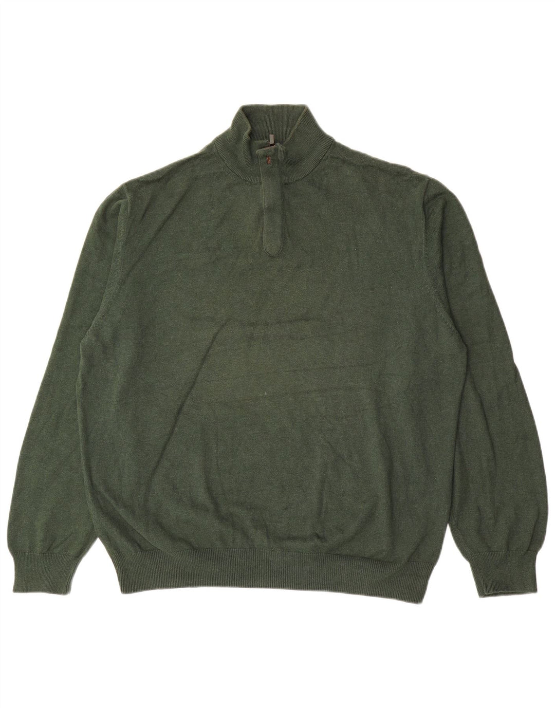 Massimo Dutti Herre Zip Neck Jumper Sweater 2XL Grøn Bomuld