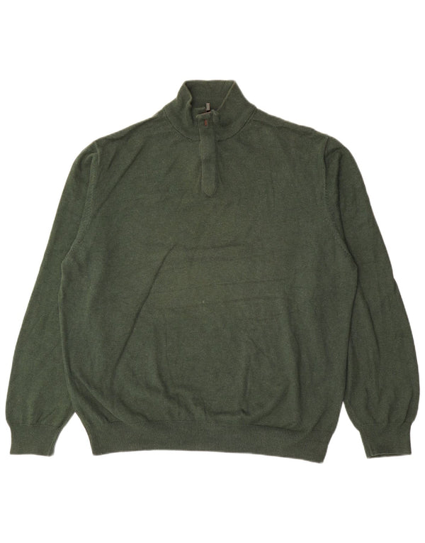 Massimo Dutti Herre Zip Neck Jumper Sweater 2XL Grøn Bomuld
