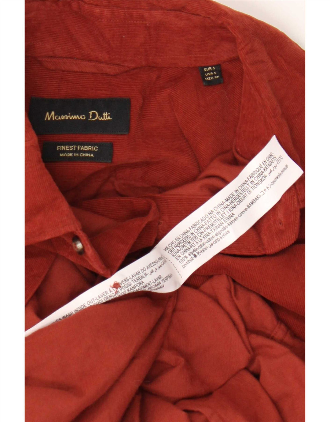 Massimo Dutti Herre fløjlsskjorte lille rød bomuld