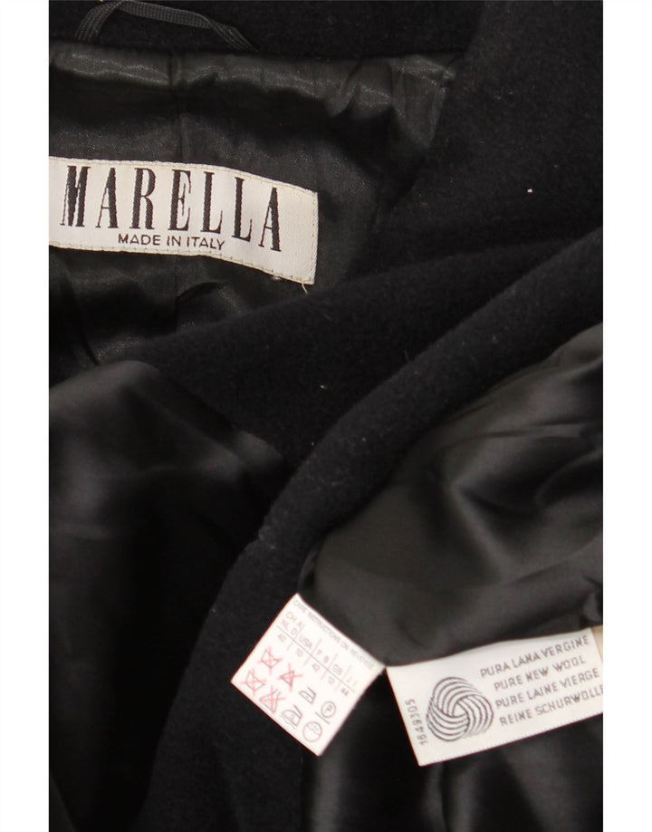Marella Dame Dobbeltradet Frakke UK 12 Medium Sort Uld