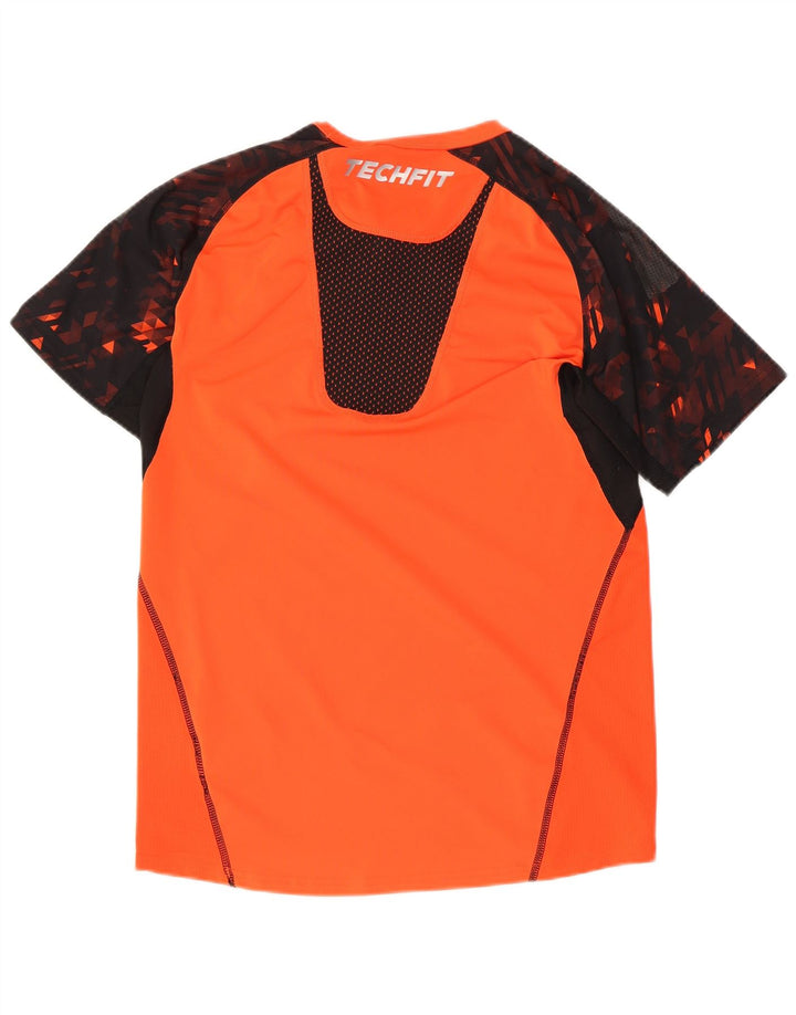 Adidas Herre Tech Fit T-Shirt Top Lille Orange Colourblock Polyester